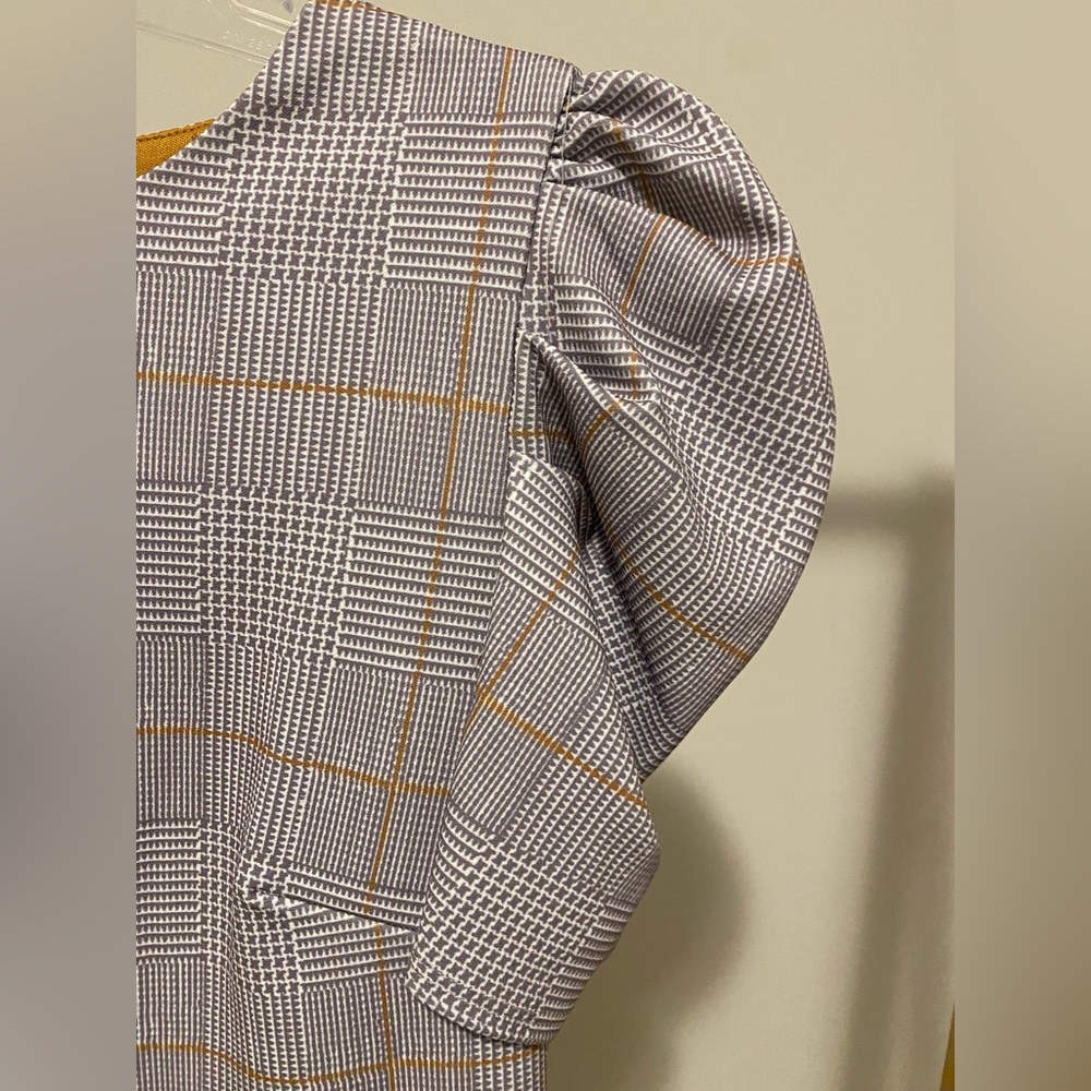 Ruched Sleeve Plaid Dress